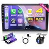 Rimoody 2G+64G 9 Android Autoradio 2 Din, Carplay & Android Auto Senza Fili, 9 Pollici Touchscreen Radio Carplay Navigazione GPS FM/RDS Radio EQ Mirror Link Bluetooth WiFi Telecamera Posteriore
