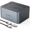 ORICO Docking Station Hard Disk per 2.5/3.5 pollici SSD/HDD, Alluminio Dual bay USB 3.2 Gen 2 Hard Drive Clone Docking Station, Supporta Clone Offline e UASP, 2 x 18 TB, con Alimentazione.