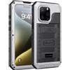 Beeasy Cover per iPhone 15 Pro Max IP68 Impermeabile Custodia Militare Antiurto Resistente 360° Metallo Armor Protezione Schermo Integrata Rugged Robusta Indistruttibile Subacquea Antipolvere Argento