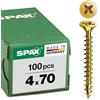 Spax 1081020350123 - Vite universale, testa svasata, taglio a croce, T-STAR plus, 4CUT, filettatura piena, zincato passivato giallo A2L, 1081020400703