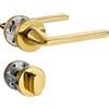 SORWDUERM 2 coppie di maniglie per porte in oro Pvd, acciaio inossidabile opaco, set di maniglie per porte d'ingresso e interne, forma a L, rosetta rotonda, WC