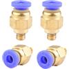 ANGEEK 4 pezzi 4 mm filettatura esterna M5 dritta Push to Connect Raccordi tubo da infilare pneumatico connettore rapido
