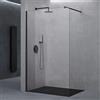doporro Walk in Box Doccia 50x200 cm Parete Doccia Fissa in Cristallo Temperato Trasparente 8 mm Anticalcare, Barra Stabilizzatrice Regolabile in Acciaio Inox, Profilo Nero - Bremen01K