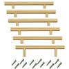 BOZONLI 6 × Maniglie per Mobili Cassetti Armadio Porte in Acciaio Inox T Barra Manico Barre, Oro (64 mm Distanza dei Fori)