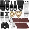 EffektWerk - 105 Pezzi Lame per Seghetto e Kit di Levigatura per Multitool - Accessori Oscillanti per Legno, Plastica, Metallo - Adattatori, Pad Levigatori, Carta Abrasiva