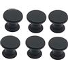 BOZONLI 6pcs Rotonda Pomelli Maniglie per Mobili Cassetti Armadio Cassettiera da Cucina Bagno 25mm (Fungo piatto nero)