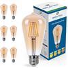Bratek 6 Lampadine Vintage E27 Luce Calda 2700k Ambrata, 8w 800 Lumen | Lampadine Filamento Led E27 a Goccia Allungata ST 58 Trasparente Equivalente 90w a Incandescenza o 80w Alogena