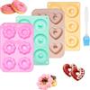 GZRXIOUS Set di 4 stampi per ciambelle, in silicone, 3 colori, con pennello ad olio, stampo antiaderente per ciambelle, forno, stampi in silicone per torte, bagel, muffin (rotondi, fiori e cuori)