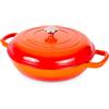 nuovva Casseruola bassa in ghisa con coperchio - casseruola antiaderente, adatta al forno fino a 260 °C - pentola resistente, adatta al forno - pentola smaltata - arancione, 4,7 l, 32 cm