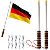 JASFLY 2 aste telescopiche per bandiere, 2,5 m, portatili, con 10 ganci per guide turistiche, campeggio, insegnanti, gite (rosso)