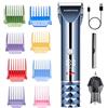 BarberBoss Rasoio per capelli e barba ricaricabile da uomo, senza fili, con display a LED, lama regolabile e 8 protezioni a pettine, kit completo per la toelettatura degli uomini