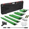 GJCrafts Set spatole professionali per superfici in valigetta - 5 spatole per superfici (190mm mezzaluna, 250mm, 400mm, 600mm, 800mm) - 2x spatole manuali - asta telescopica in alluminio (Verde 5 pcs)