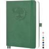 Mlife Quaderno B5 con motivo albero della vita - 300 pagine, carta da 100 g, copertina in PU, elastico, portapenne, 3 segnalibri - ideale per lavoro, studio e regalo (Verde scuro)