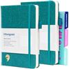 Ottergami Set di 2 quaderni punteggiati verdi, copertina rigida da 150 g/m², quaderno punteggiato A5, quaderno a punti A5, il kit include: stencil, tasca posteriore e portapenne