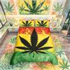Homemissing Set di biancheria da letto psichedelica Marijuana foglie di cannabis erbaccia set copripiumino rosso giallo verde cravatta copertura trapunta set Trippy canapa foglia copriletto