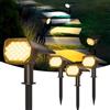 Quntis 4 Pezzi Faretti Solari a LED da Esterno 28 LED con Lenti, 6 Modalità Luci Solari da Giardino 3 Colore e Ricarica USB-C, Faretto led da esterno solare Potento Lampade Solare per Cortile Alberi