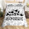 Homemissing Set di biancheria da letto matrimoniale per bambini, motivo mucca da latte, con cappello glitterato, per ragazzi, decorazione occidentale, copripiumino nero bianco e nero, decorazione per
