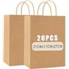 Gaoyong 20PCS Sacchetti Carta con Manici 21x11x27cm | Shopper Carta,Buste Carta con Manico per la Spesa Cottura al Forno Shopping Merce Boutique al Dettaglio
