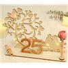 ARTREE Regalo in denaro 25 anni di matrimonio - decorazione in legno con albero di cuore & LED - Idea regalo per il 25° anniversario di matrimonio