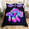 Homemissing Set copripiumino con funghi psichedelici, set di biancheria da letto con funghi e funghi, per ragazzi, ragazze, copriletto, matrimoniale, 3 pezzi