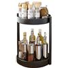 JOUING Porta Spezie per Cucina Organizer Girevole in Metallo Piatto Girevole Portaspezie 2 Livelli Organizer Sottolavello Deposito per il Bagno (Nero, 2Tiers)