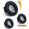 Sweier Faretti LED da Incasso per Cartongesso Dimmerabili, 6W 680LM Faretto LED Incasso Funzione Memoria Caldo 3000K Neutro 4000K Freddo 6000K, IP65 Faretti Incasso LED Neri, Foro 68-75mm, Set da 3