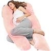 Nuliie Cuscino per Gravidanza, Cuscino per Gravidanza a Forma di U per Dormire,Supporto per Cuscino per Maternità da 51 pollici per SFianchi,Gambe per Donne Incinte,con Fodera in Lavabile(rosa)