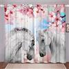 Homemissing Tende per finestra a forma di cavallo al galoppo per camera da letto, soggiorno, ragazze, fiori di ciliegio, rami di animali selvatici, 116 x 182 cm