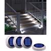 YiLaie Luci Solari Esterno, Luci Solari LED da Giardino 360° Luce Solare Per scale IP68 Impermeabile con On/Off Automatico Luce Solare per Sentieri, Luce Bianco 5700K, 4 pezzi