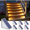 NIORSUN Luci Solari da Giardino, 6 Pezzi luci per scale esterne bianco caldo, impermeabili IP67 LED Esterne Solare, luci solari per gradini, scale, giardino, patio, passerella