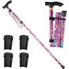 AEUXZA Bastone da Passeggio Pieghevole con Accessori, Bastone per Anziani e Trekking in Alluminio, Altezza Regolabile 82-92 cm, con 4 Puntali Antiscivolo
