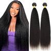 Lakaisa Yaki Straight Human Hair Bundles Capelli Umani Extensions Sew in Hair Natural Black Real Hair Extensions 2 Bundles Unprocessed Human Hair for Women 30 30 Pollici