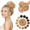 SEGO Pro 45G Chignon Finto per Capelli Veri Umani #12/613 Marrone Oro/Biondo Chiarissimo Elastici Chignon Finti Folto Ondulato Extension Capelli Naturale Coda di Cavallo Spessi Updo (45g)