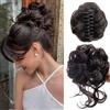 FDEETY Chignon Capelli Finti con Cartella Riccio Ondulato Capelli Naturale Chignon Coda di Cavallo Capelli Estensioni dei Capelli Sintetici per Donne(Nero Marrone)