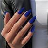 KQueenest - Unghie finte press-on opache blu reale, medie mandorla - Unghie adesive in acrilico, naturali monocromatiche, unghie finte per manicure completa, gel, per donne, 24 pezzi