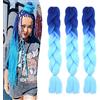 Cybelleza Treccia Extension Capelli Intrecciate Finti Estensioni Treccine Africane Sintetica 3 Bundles 300g Ombre Jumbo Braiding Hair Fibre,Zaffiro&Cielo blu