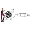 Sunny Health & Fitness Sunny Health and Fitness Total Body Smart 2-in-1 Stepper Machine, Total Body Workout, Adjustable + 86 cm Olympic Triceps Bar with Ring Collars, Olympic Weight for Weightlifting and Bodybuilding