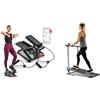 Sunny Health & Fitness Sunny Health and Fitness Total Body Smart 2-in-1 Stepper Machine, Total Body Workout, Adjustable + Foldable Manual Treadmill, Compact Cardio Fitness, Durable Non-Electric Incline Exercise