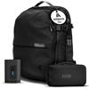 Airback GO Zaino Sottovuoto Viaggio con Pompa - 16-32L, con Borsa da Toilette, Zaino Bagaglio a Mano con Sottovuoto per Cabina, Zaino Viaggio Leggero & Espandibile, Comodo e Resistente All'acqua, Nero