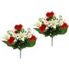 Flair Flower Bouquet di gigli, chiodi di garofano, margherite, fiori artificiali, bouquet di fiori di seta, bouquet di fiori, bouquet, composizioni floreali, decorazione di matrimonio, set da 2