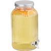 Relaxdays Dispenser in Vetro Rigato per Bevande, Erogatore 5 L con Rubinetto e Coperchio, Distributore Acqua, Bibite