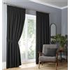 Fusion Tende oscuranti plissettate - larghezza 46 x lunghezza 72 cm (117 x 183 cm) - tinta unita nera - 2 pannelli termici - 100% cotone - tende a trama fitta - riduzione del rumore - camera da letto