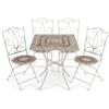DRW Set di tavolo e 4 sedie in metallo e pietra in crema, marrone e pietra 72x70x70 cm