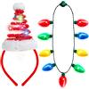 YUYWWAN Set di Cerchietto Natale Luminoso e Collana a LED, Cerchietti Natalizi con Luci a LED, Cerchietti di Natale, Decorazioni Natalizie per Capelli Bambini Adulti per Feste di Natalizi (Colorato-C)