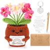 Skylety Set da 5 Verso la Prossima Avventura Regalo per un Nuovo Lavoro Bambola Lavorata a Maglia Penna a Sfera Portachiavi Biglietto Busta Regalo di Ringraziamento e di Addio per Natale(Fiore)