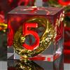 FONVGOGO DND - Set di dadi magici da uomo, in resina, 7 pezzi, dadi poliedrici DND, con confezione regalo, set di dadi DND (anello - rosso)