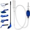 GreenJoy Kit di Pulizia per Acquario, Set 5 in 1 per Pulire Le alghe e la Ghiaia dell'acquario, sifone per Cambio Acqua e Sabbia (Set di Pulizia)
