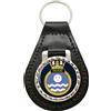 Family-crests HMS Phoebe Portachiavi Royal Navy In Pelle Nera E Argento Fiocco 45x80mm