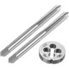 QUARKZMAN Set di 3pz Maschio e Filiere, Metrico M5 x 0.5 Maschio Filettatura e Filiere Rotondo, Kit di Attrezzi per Filettatura e Maschiatura per Riparazione di Dadi Viti