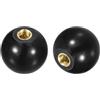QUARKZMAN 2Pcs Pomelli Filettati a Sfera, Filettatura Femmina M5 Pomello Termoindurente 16mm Diametro Pomelli Rotondi per Maniglie Leva Macchina con Inserti in Rame, Nero